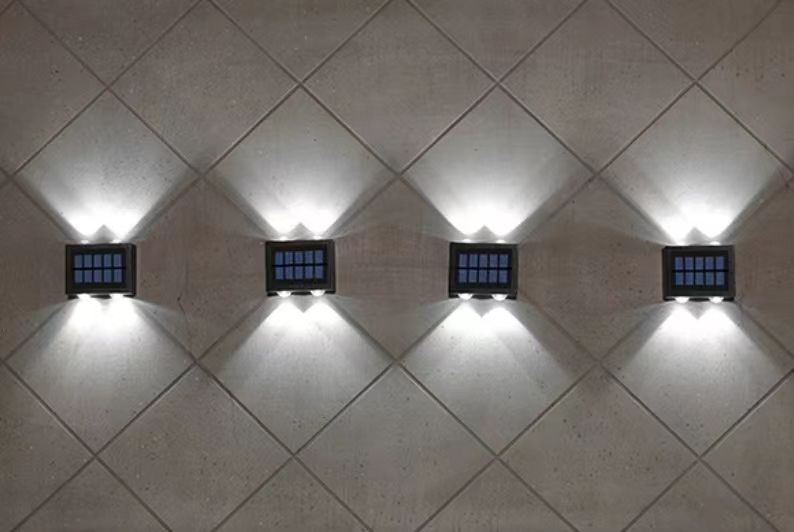4LED nach oben und unten Solar Wandleuchte Außendekoration Garten Hof Haus Wandleuchte wasserdichte Solarleuchte Garten