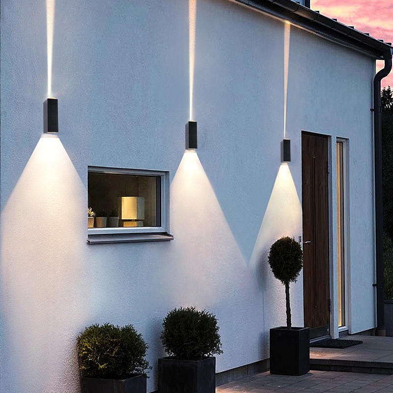 Moderne 6-W-LED-Lampe, schwarze Muschelstrahlleuchte, wasserdichte Wandleuchte und Nachtlicht im Freien, Auf- und Ab-Wandleuchten für Zuhause
