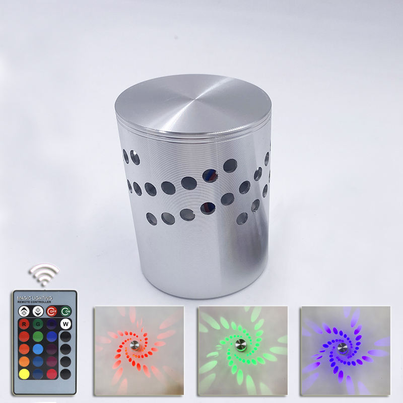 3W RGB-Blumen-LED-Wandleuchte, Wandmontage, ferngesteuertes Nachtlicht, Spiralloch-LED, schöne dekorative Wandleuchte 