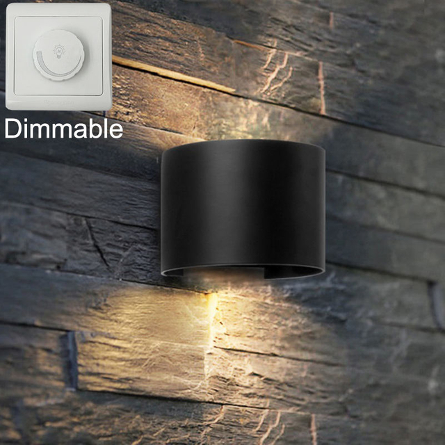 Dimmbare dekorative LED-Leuchte, moderne halbrunde wasserdichte Wandleuchte für den Außenbereich, nach oben und unten gerichtete Wandbeleuchtung, dimmbares Licht