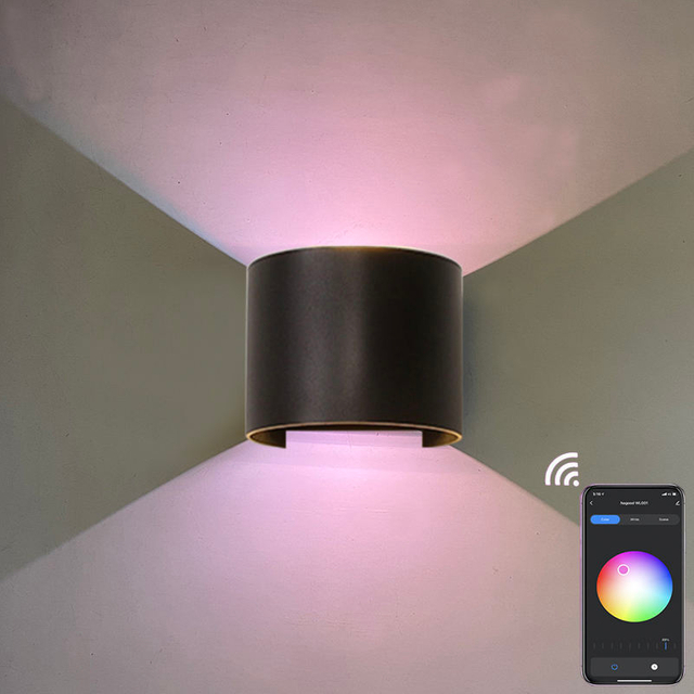 RGB APP 9W Steuerung TUYA APP LED Wandleuchte Wasserdicht IP65 Veranda Garten auf und ab Wandleuchte Halbrunde wasserdichte Wandleuchte