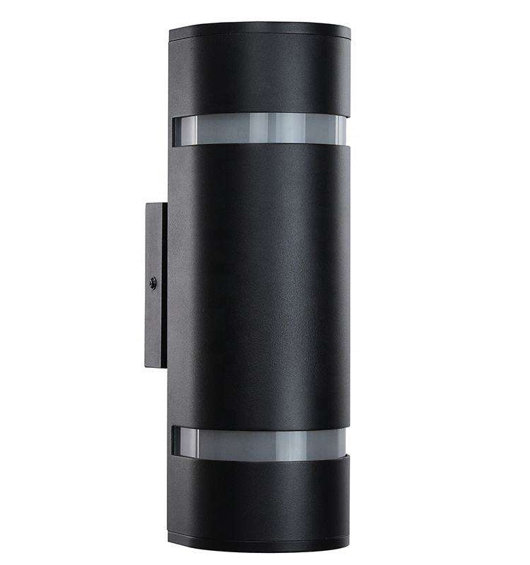 Moderne schwarze, wasserdichte Wandleuchte, Aluminium-Wandleuchte, 2-flammige Außenwandleuchte, AC85-265, Up-and-Down-Lampe