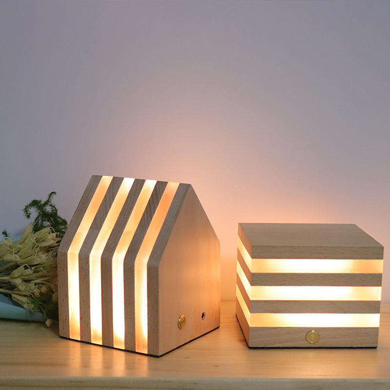 LED-Mond-Tischlampe, Holztisch, Kugelleuchte, dimmbar, Leinenkugel, Rattan, Lampenschirm, USB, Schlafzimmer, Nachttisch, Nachtlicht, Heimdekoration