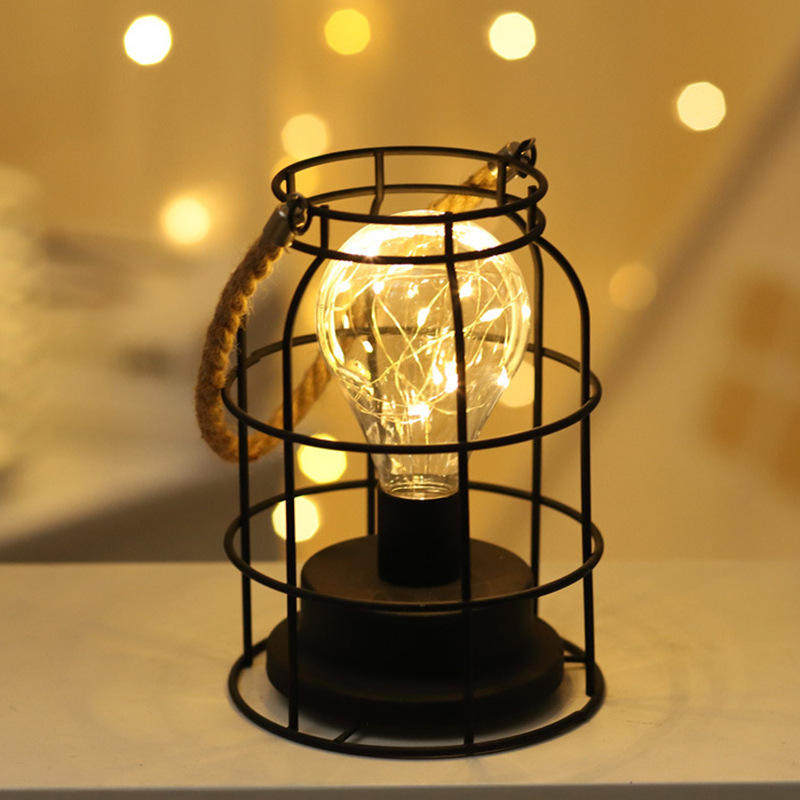 Retro Eisen Kunst Tischlampen Für Schlafzimmer Wohnzimmer LED Nachttischlampe Bettlampe Nachtlicht Weihnachtsdekoration Licht