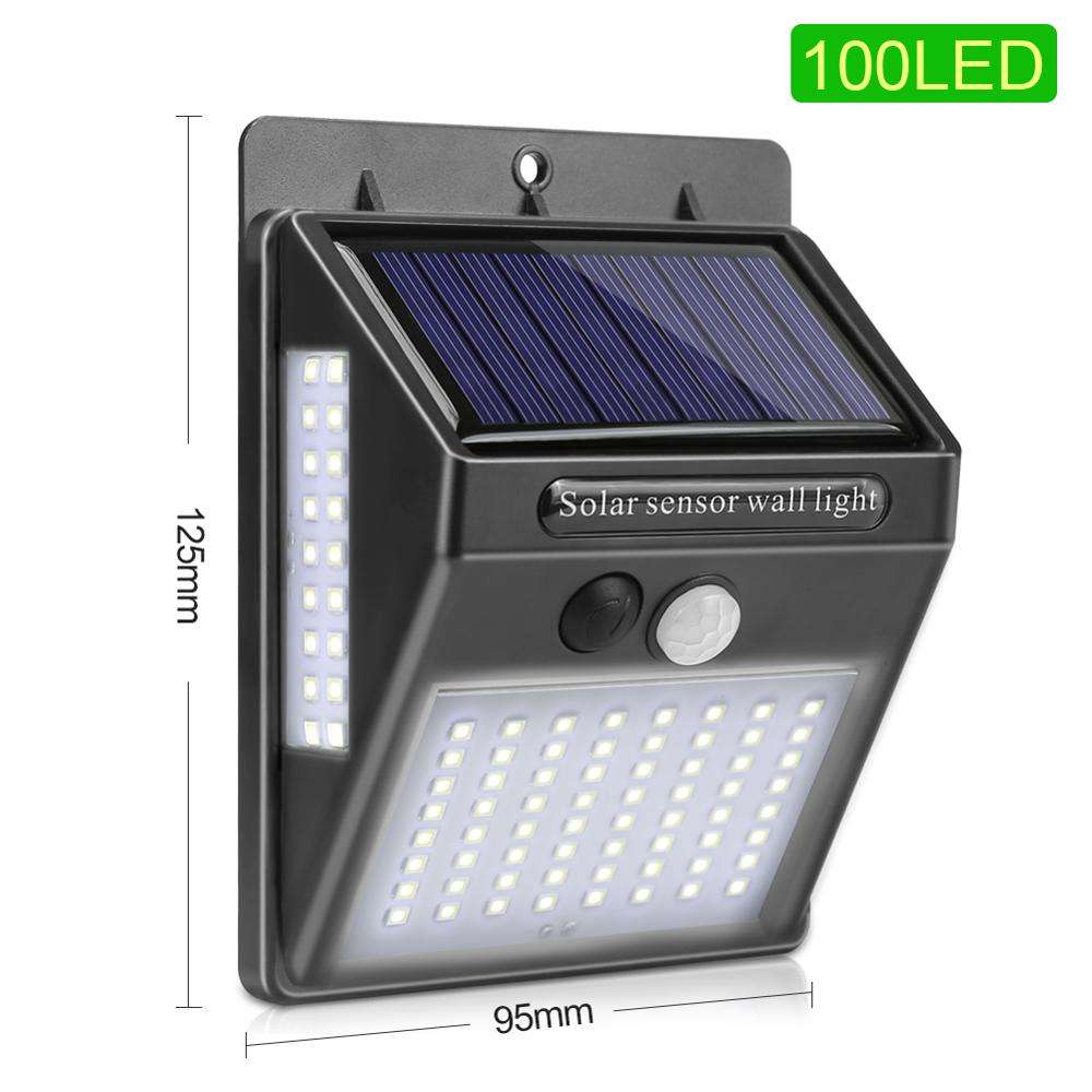 100 LED Solar Licht Outdoor Solar Lampe PIR Motion Sensor Wand Licht Wasserdichte Solar Powered Sonnenlicht für Garten Dekoration