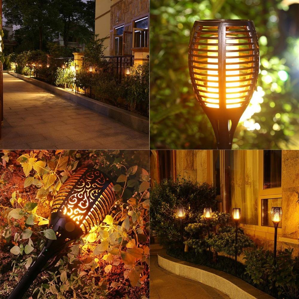 96 LED Wasserdicht Flackernde Flamme Solar Licht Garten Lampe Outdoor Landschaft Dekoration Garten Rasen Licht