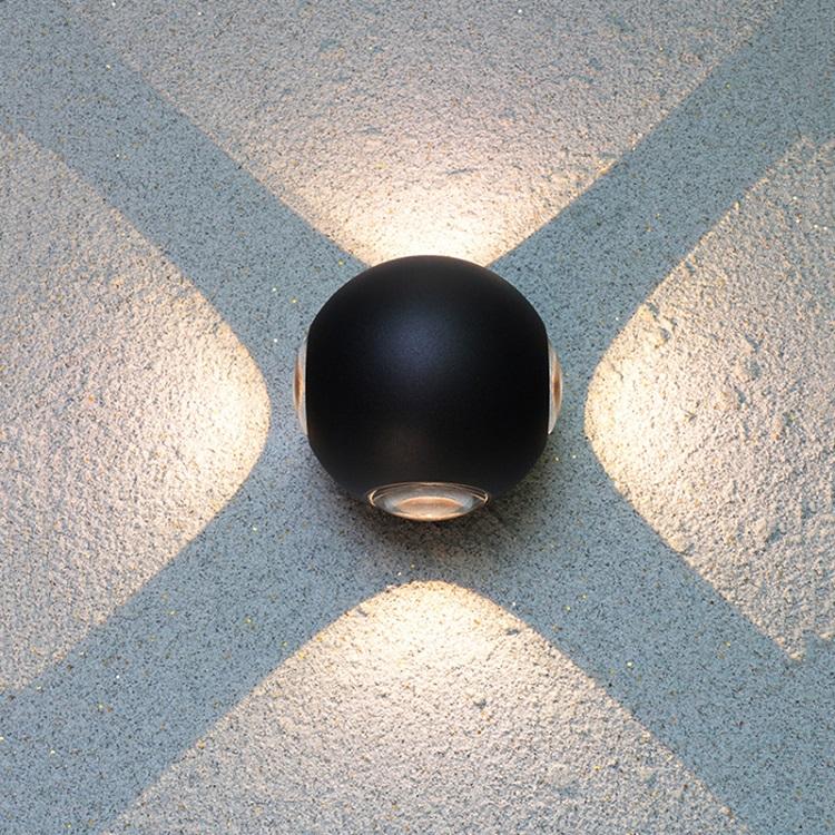 LED-Wandleuchte, hochwertig, schwarz, vierseitig, 12 W, rund, wasserdicht, Wandleuchte für den Außenbereich, für Garten, dekorativ, bunt, oben und unten