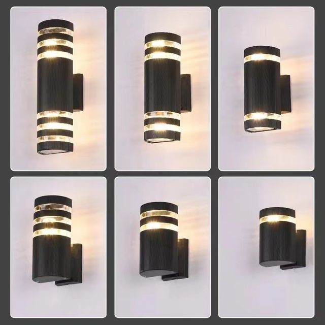 Schwarze Wandlampe, Wandlampengehäuse, LED-Wandleuchte, LED-Wandbeleuchtung, neue Wandlampe. Wandlampen können durch Glühbirnen ersetzt werden. Schlafzimmer-Wandlampen, LED-Wandleuchte