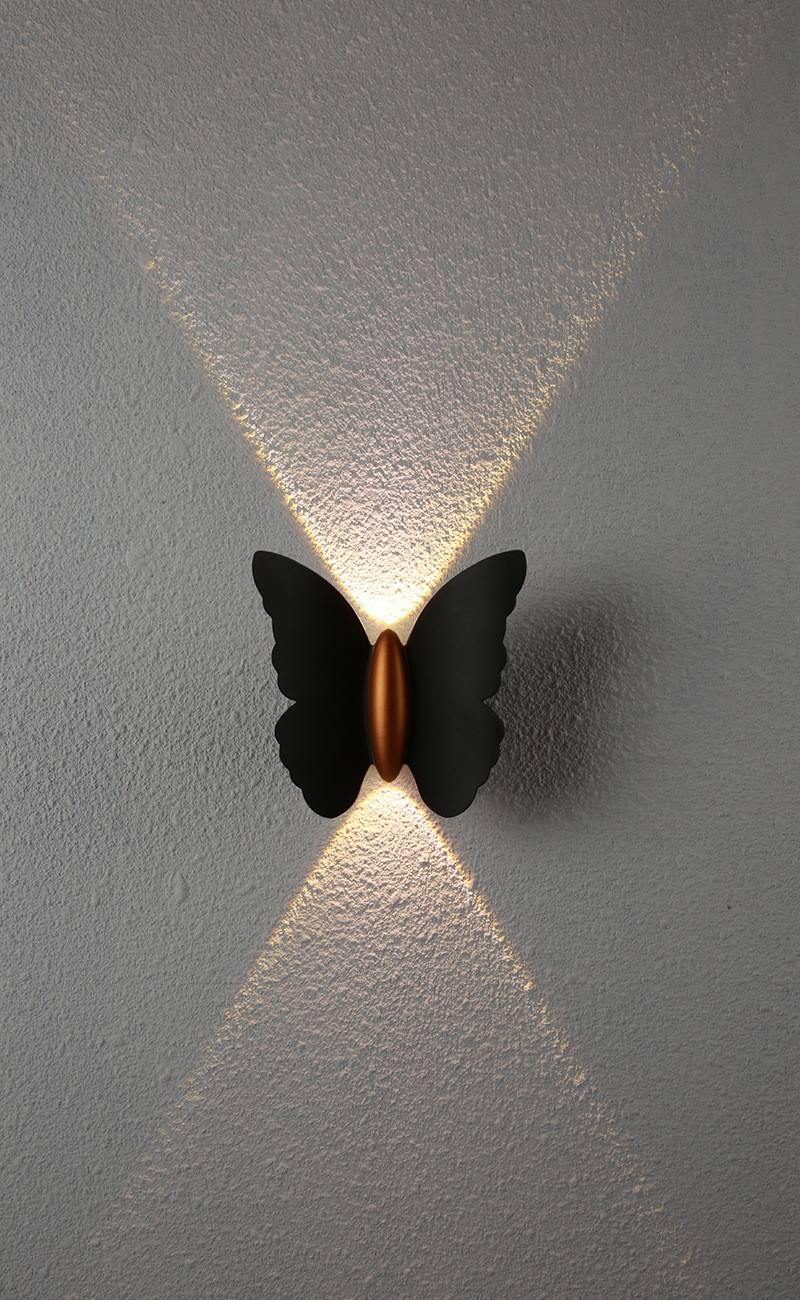 NEUE 6W Hochwertige Lampe Fancy Butterfly Wasserdichte Lampe Black Gold Shell Wandlampe und Nachtlicht im Freien
