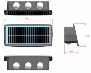 LED-Solar-Außenleuchte, solarbetriebene LED-Wandleuchte, Lampe, Solar-Solar-LED-Licht im Freien, wasserdicht, Balkon, Solar-Hochlichter, Hof, Straßenlandschaft 