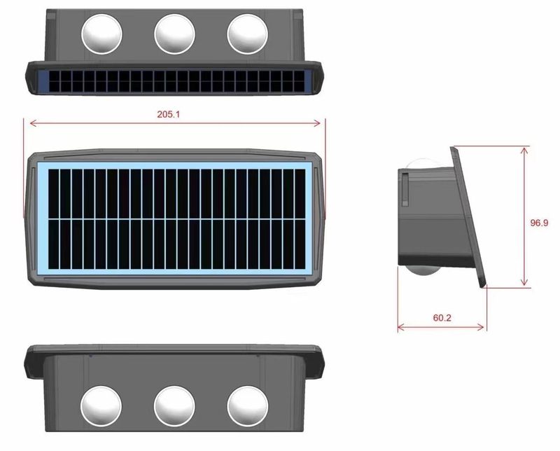 LED-Solar-Außenleuchte, solarbetriebene LED-Wandleuchte, Lampe, Solar-Solar-LED-Licht im Freien, wasserdicht, Balkon, Solar-Hochlichter, Hof, Straßenlandschaft 