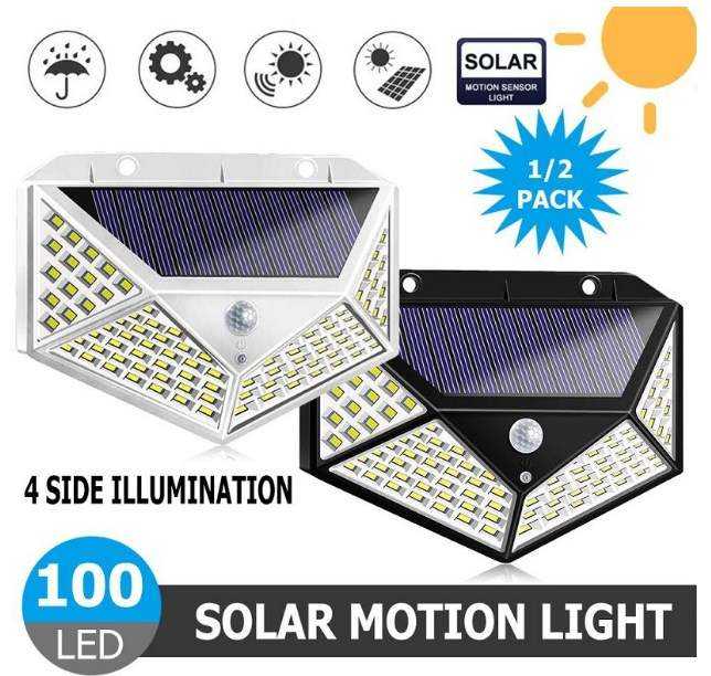 100LED Solar Wandleuchte Innenhof vierseitig lichtemittierende Solarlampe menschlicher Körper Induktion wasserdichte Außenleuchte