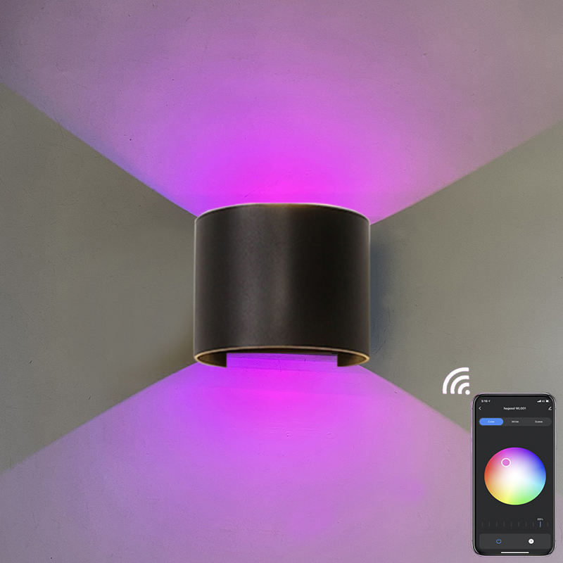 RGBW APP Control Halbrunde IP65 wasserdichte Wandleuchte bunte dekorative intelligente Wandleuchte