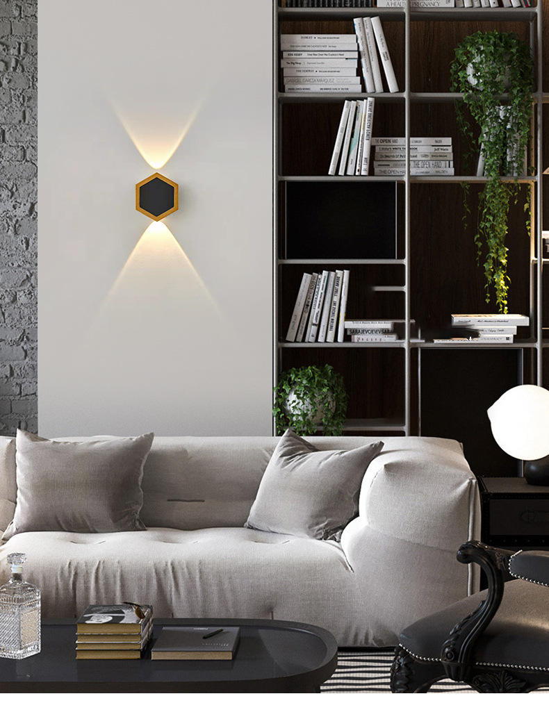 2W 3W 5W 6W 7W 8W Wandlampen Led Honeycomb Gold Schwarz Leuchten nach oben und unten leuchtende Körperlampe Beleuchtungsstil Moderne Bürolampe