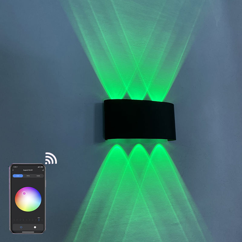 RGBW APP-Steuerung Smart Light Bogenförmige Outdoor-wasserdichte Auf- und Ab-LED-Smart-Wandleuchte Aluminium Moderne Wandleuchte Beleuchtung Wandleuchte