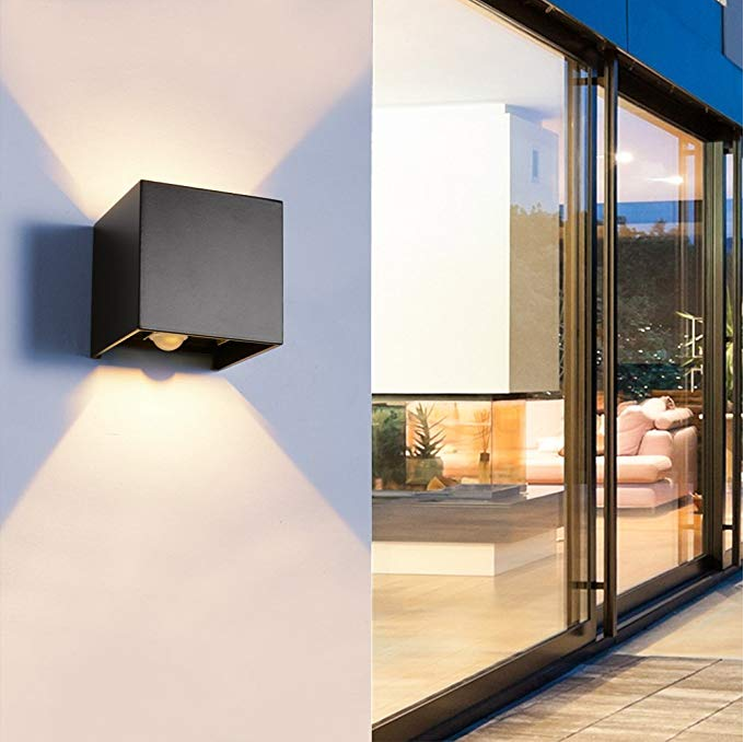 12 W wasserdichte IP65 LED-Wandleuchte, Garten-Wandleuchte mit Bewegungssensor, Dekoration, Beleuchtung nach oben und unten, Außenveranda
