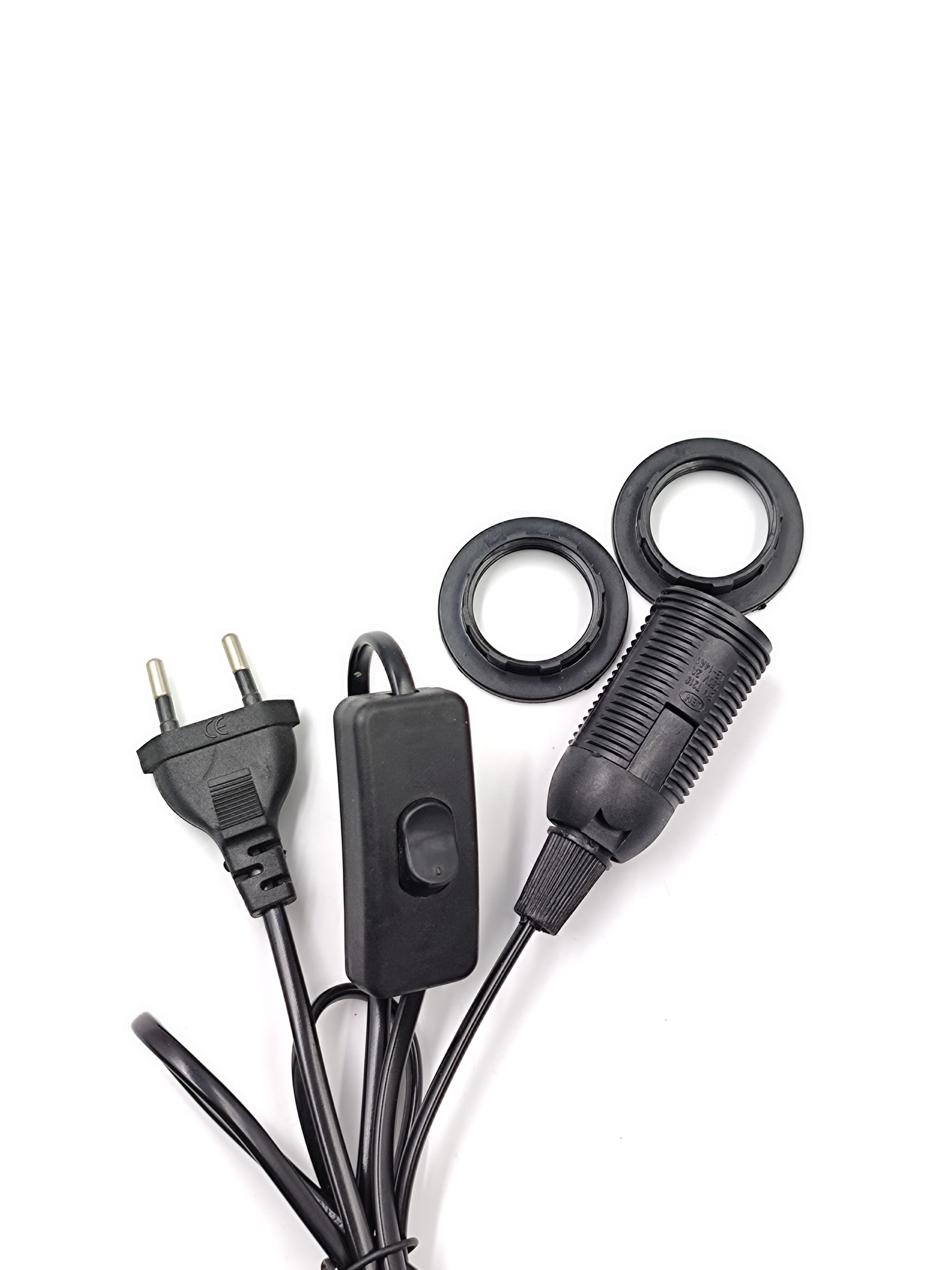 EU-Drahtstecker 303-Schalter Verlängerungskabel 303-Schalter E14-Doppelringkabel Schraubsockel Lampenfassung LED-Pendelleuchte Kopf Lampenfassung