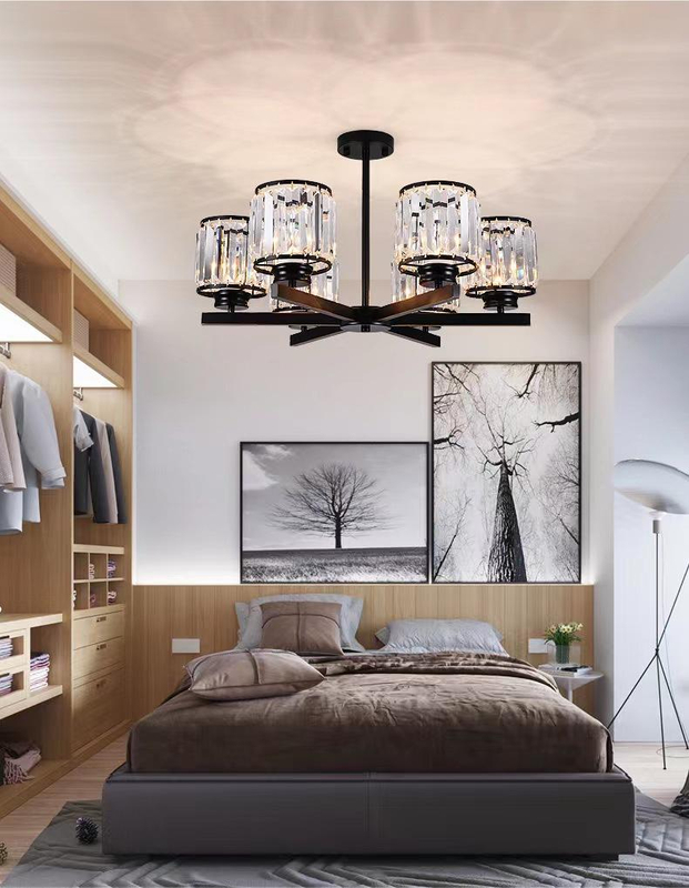 70W moderne Kronleuchter Kristall-Kronleuchter Schlafzimmer Deckenleuchten Schwarze LED-Pendelleuchte Nordic Design Aluminium Moderne leuchtende Lampe Beleuchtung Wohnzimmer Packraum Deckenleuchte