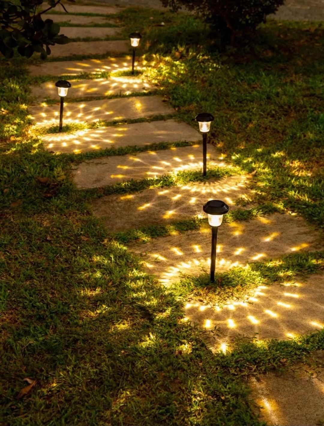 Solar-Rasenlampe, Glasleuchte, Gartenlandschaft, Dekoration, eingesetzte Wegelampe, monokristallines Polysilizium, 1000 mA-Batterie