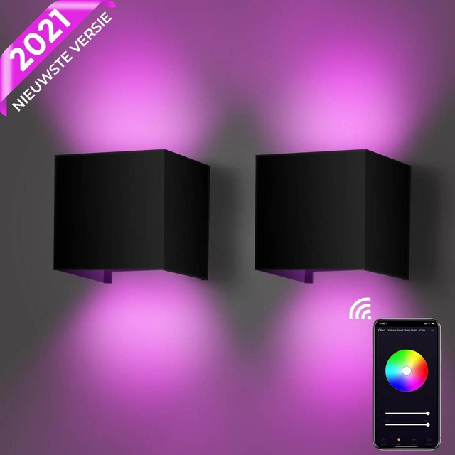 APP Controll Smart IP65 LED 9W Wasserdichte Wandleuchte Up And Down Wandmontierte RGB Nachttischleuchte 16 Farbwechsel Cube Wasserdichte Wandleuchte