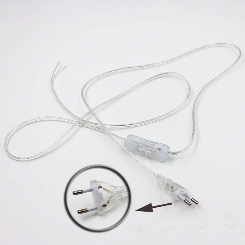 0,75 mm 2-Leiter-Kabel 1,8 m Ein-Aus-Netzkabel für LED-Lampe mit Knopfschalter EU/US-Stecker Lichtschaltende transparente Drahtverlängerung