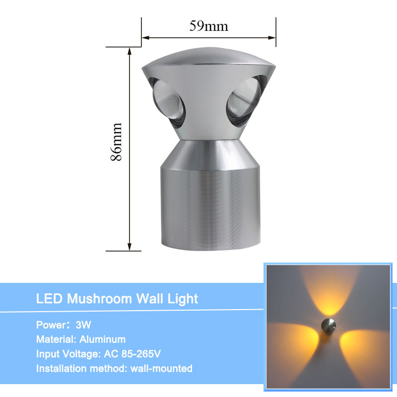 3W 4W 5W LED Aluminium Wandleuchte Runde Nachttischlampe Schlafzimmer Wandleuchten Wandleuchte