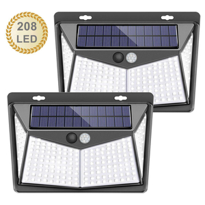 Solar-Außenleuchte mit Bewegungssensor, Solar-Wandleuchte, 208 LEDs, wasserdichte Gartenbeleuchtung mit Sensor für den Außenbereich