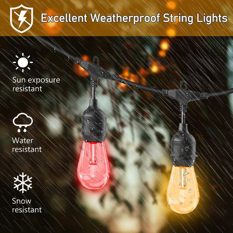 LED-Solar-Lichterkette, Weihnachtsdekoration, Glühbirne, IP65, wasserdicht, Terrassenlampe, Urlaubsgirlande für Gartenmöbel im Freien