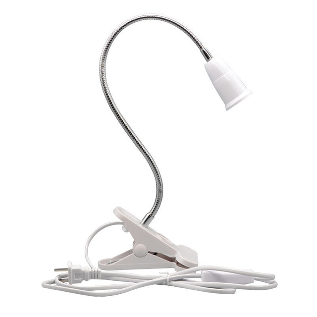360 Grad flexibler Schreibtischlampenhalter, E27-Sockel, Lampenfassung, Schwanenhals-Clip-On-Kabel mit Ein-/Aus-Schalter, Stecker für Nachtlicht-Glühbirne