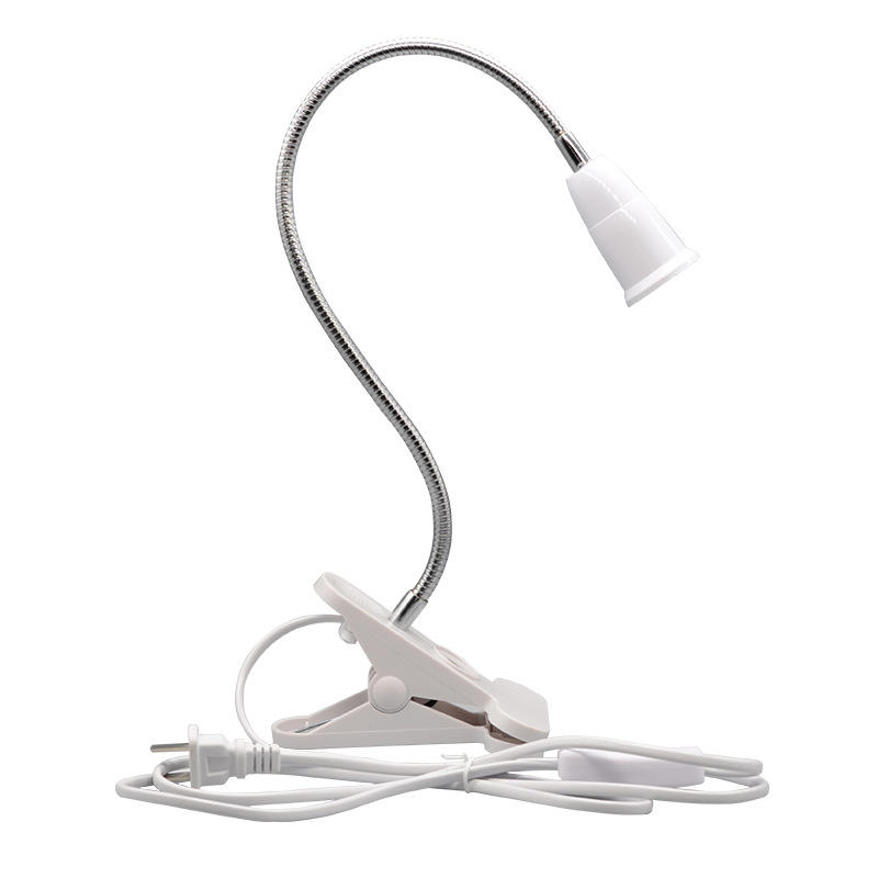 360 Grad flexibler Schreibtischlampenhalter, E27-Sockel, Lampenfassung, Schwanenhals-Clip-On-Kabel mit Ein-/Aus-Schalter, Stecker für Nachtlicht-Glühbirne