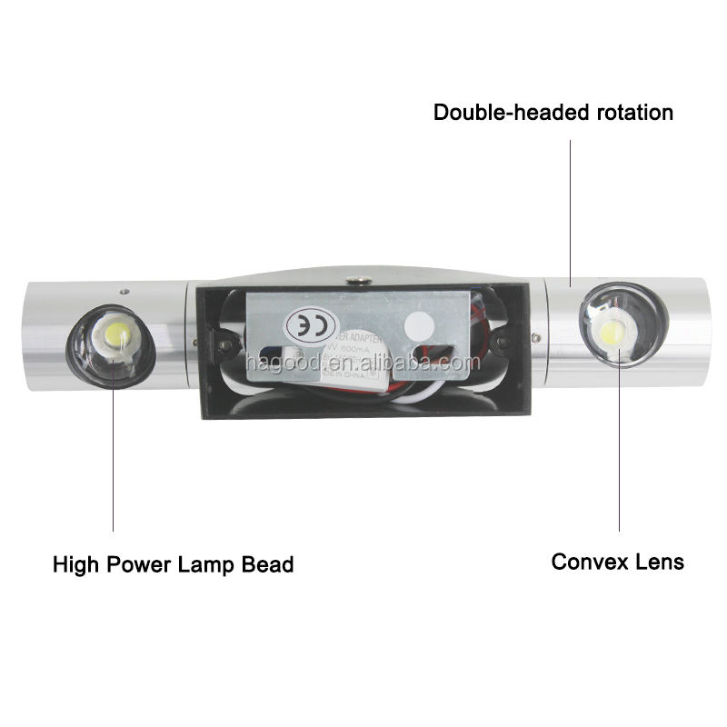 2x3W AC85-265V 360 Grad Rotation Up Down Wandleuchte Leuchten Lesewandleuchte Innen für Wohnzimmer Lesezimmer
