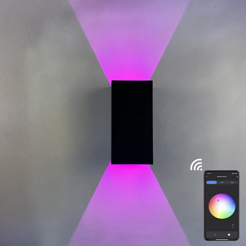 9W Intelligentes Licht mit einstellbarem Winkel, WLAN, wasserdichte Wandleuchte, RGBW-Außenleuchte, Farbwechsel durch intelligente App-Lampe