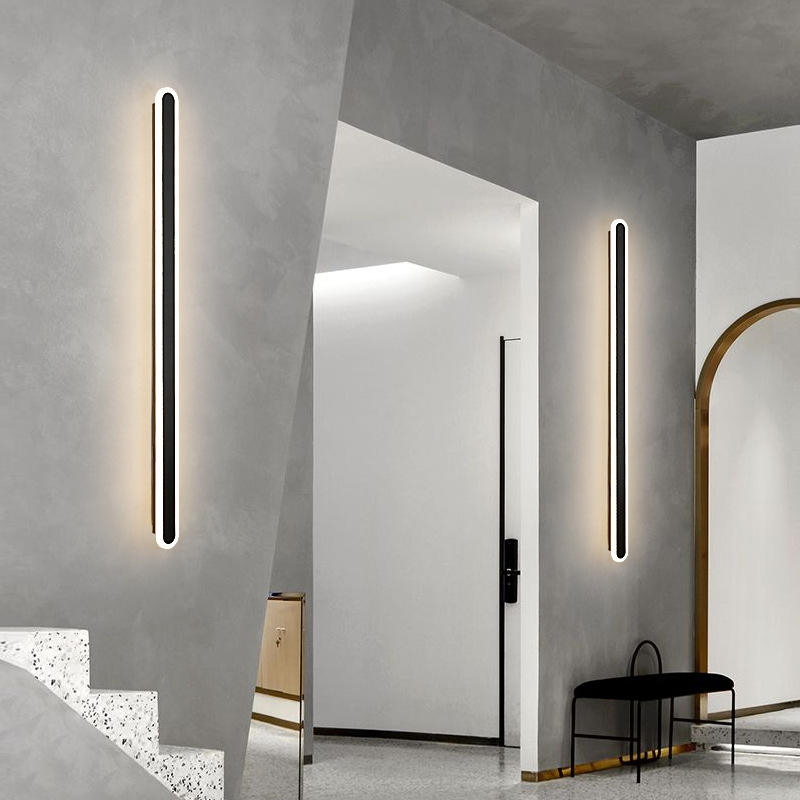 Moderne minimalistische LED-Linien-Wandleuchte, Schlafzimmer, Nachttisch, Sofa, Badezimmer, Spiegel, Hintergrund, dekorative Lampe, Eisen-Acryl-Lichter