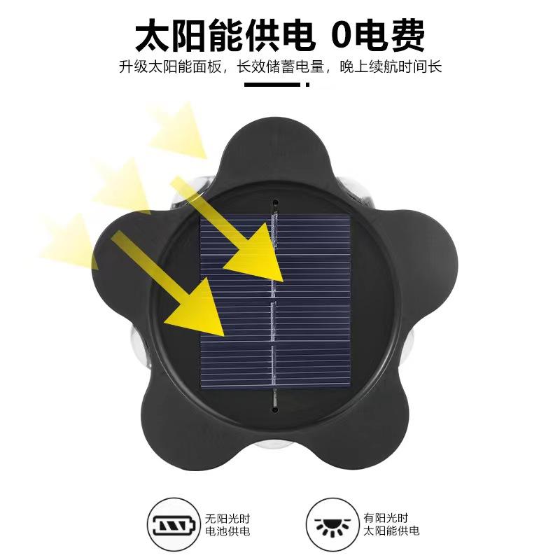 Blumen-Solarlampe, Solarlampe, Blumenform, spezielle Solarlampe, Solar-Wandleuchten, Solar-Wandleuchten für den Außenbereich, Solarleuchten für Wände, Solarlampe, Solar-Außenleuchter