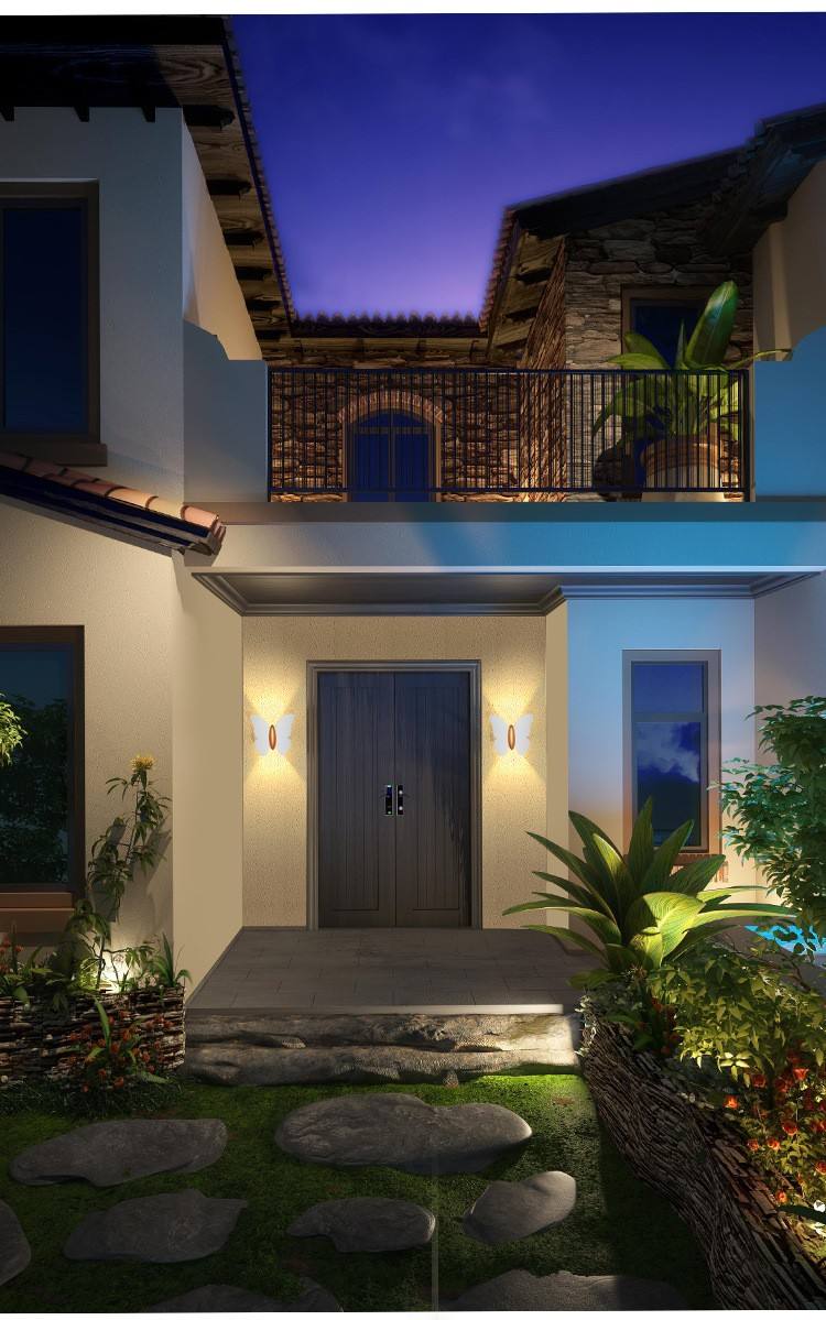 LED-Wandleuchte, schmetterlingsförmige Außenwandleuchte, IP65 wasserdichte Wandleuchte für Gartendekoration, Ganghalterungsleuchte