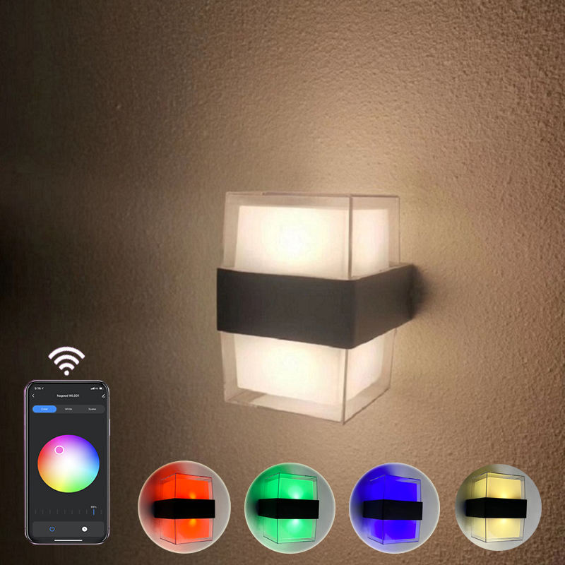 Tuya Smart App Control Wasserdichte IP 65 LED Wandlampe bunte wasserdichte Außenwandleuchte modernes Licht Outdoor-Waren