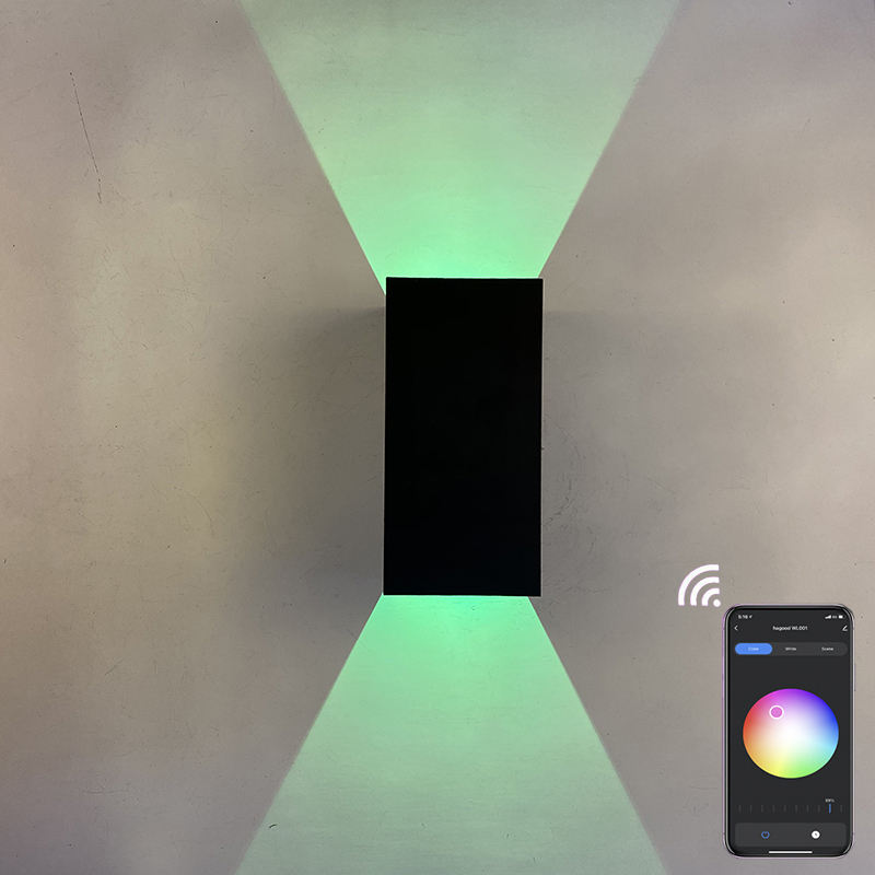 Neue RGB APP-Steuerung Smart Light Cube wasserdichte LED-Wandleuchte ip65 Wandleuchte quadratische Veranda Garten auf und ab