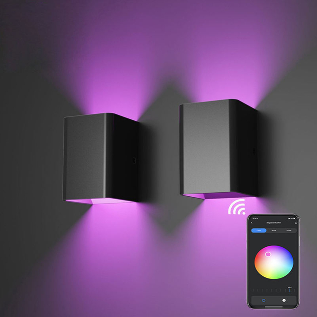 Neue RGB APP-Steuerung Smart Light Cube wasserdichte LED-Wandleuchte ip65 Wandleuchte quadratische Veranda Garten auf und ab