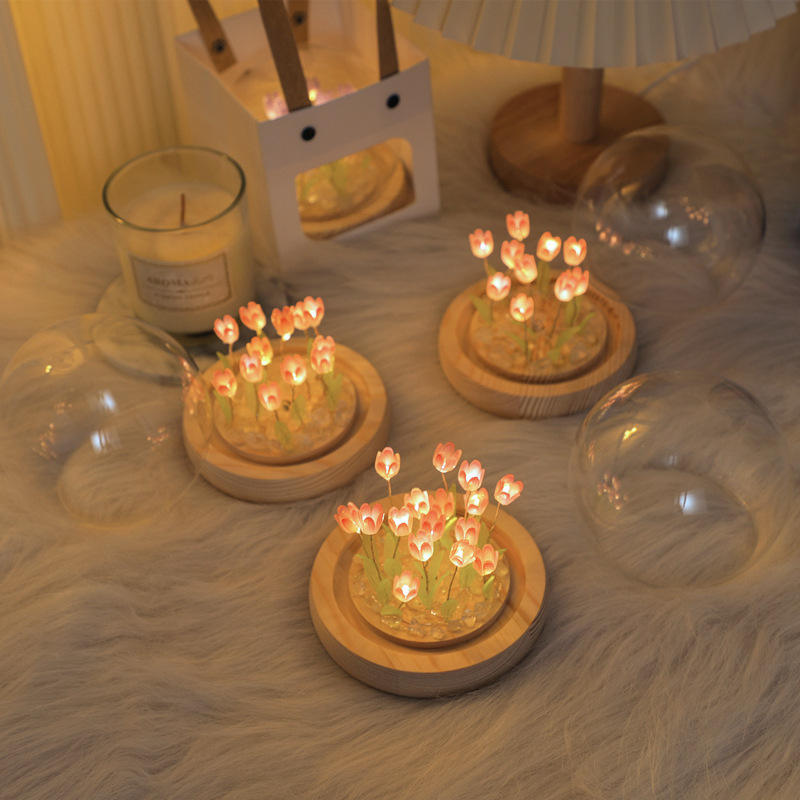 Handgefertigtes Tulpen-Nachtlicht, wärmeschrumpfbare Folie, DIY-Material, künstliche Blume, Tulpen-Nachtlicht, Heimdekoration, Geschenk für Gitlfriend