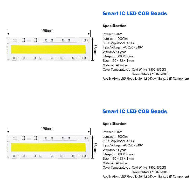 LED COB Licht Chip 30W 50W 70W 100W 150W LED Birne Chip 220V Eingang Smart IC LED Treiber für DIY LED Flutlicht