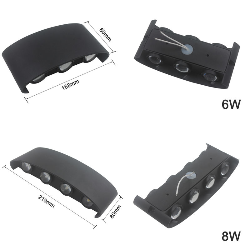 Moderne LED-Aluminium-Außen- und Innenleuchte, IP65, nach oben und unten, für Zuhause, Treppen, Zimmer, Nachttisch, Badezimmer, weiße oder schwarze LED-Wandleuchte