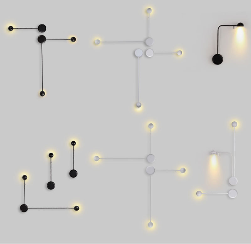 NEUE Kunst Dots Wandleuchte moderne LED Wohnzimmer Wandleuchte Nordic kreative Gangleuchten Schwarz Weiß Moderne Wandleuchte