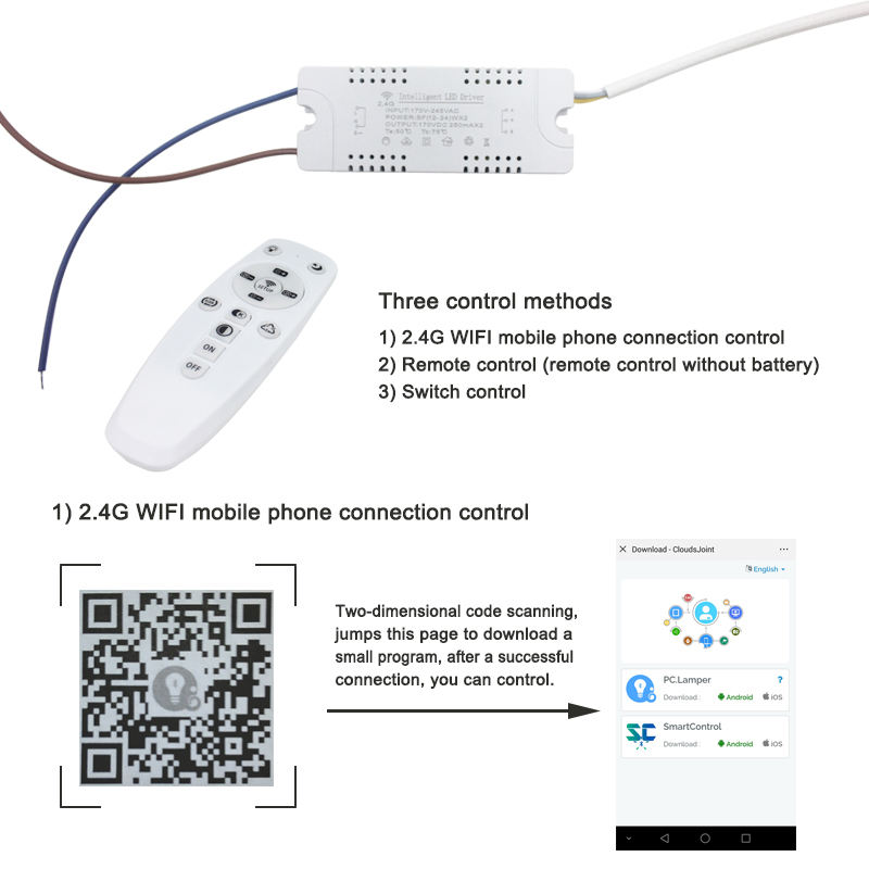 2,4G AC175-265V Intelligente dreifarbige dimmbare Controller-Beleuchtung Google Home Wifi-Steuerung LED-Lampe LED-Smart-Glühbirne