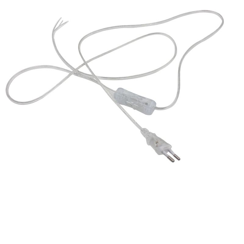 0,75 mm 2-Leiter-Kabel 1,8 m Ein-Aus-Netzkabel für LED-Lampe mit Knopfschalter EU/US-Stecker Lichtschaltende transparente Drahtverlängerung