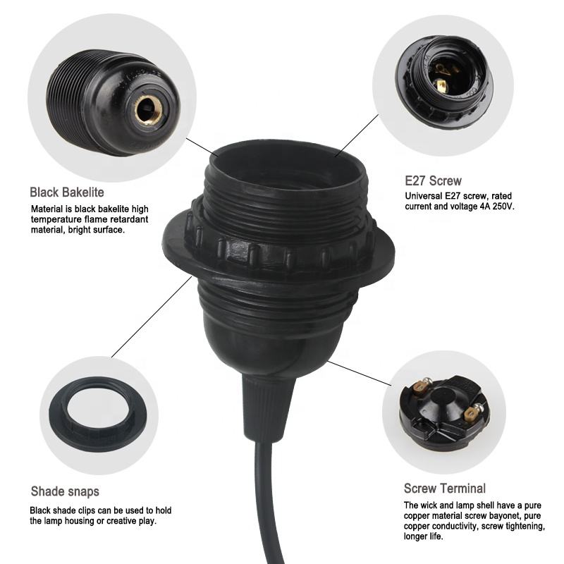 1,8 m langes Netzkabel, E27-Hängelampenfassung, EU-Stecker, 303-Schalter, 250 V, 4 A, für Hängelampe, LED-Lampenfassung, haushaltstauglich