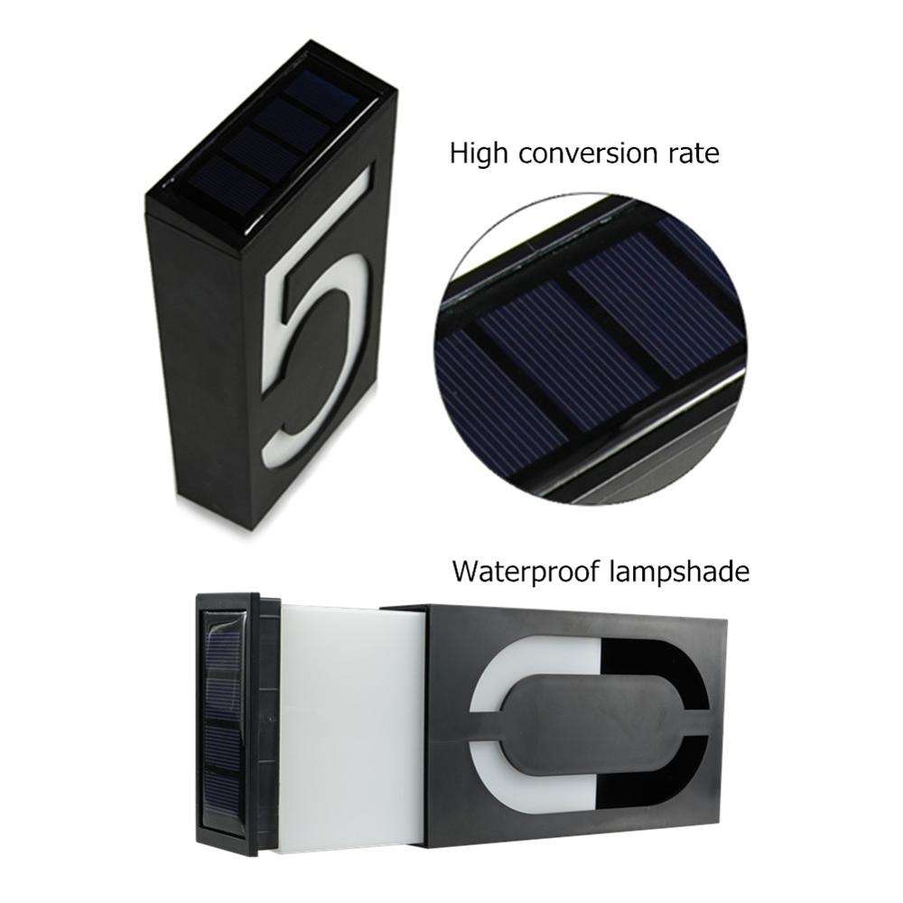 Digitale Solarleuchte, Hausnummer, Solarleuchte, Solar-Außenwandleuchten, Hausnummer, Türschild, digitale Solarleuchte, LED-Türnummern, Adressziffern, Wandmontage 